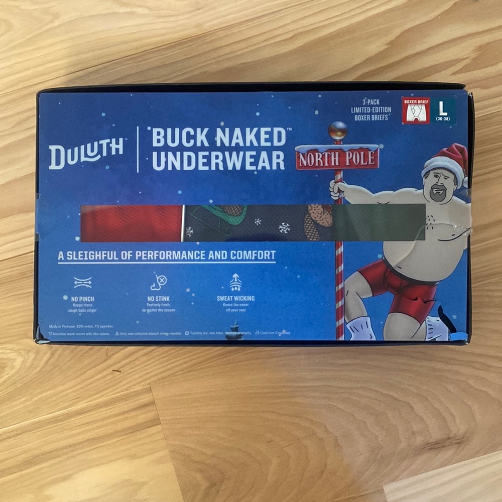 Duluth Buck Naked Underwear - 3 pack limited edition boxer briefs Large 36-38